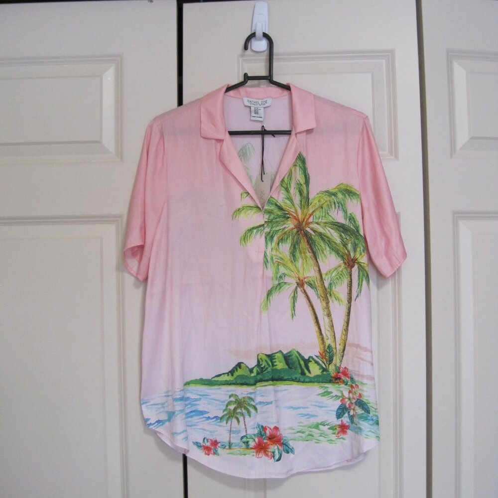 NWT Rachel Zoe Pink and Green Tropical Blouse